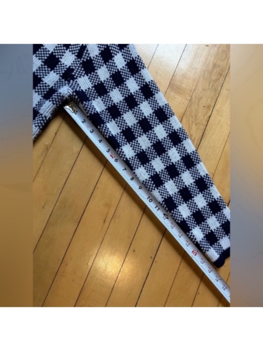 Gingham Vintage Cardigan Hasting & Smith Navy Blue/White Grannycore Medium Boxy - Picture 7 of 7